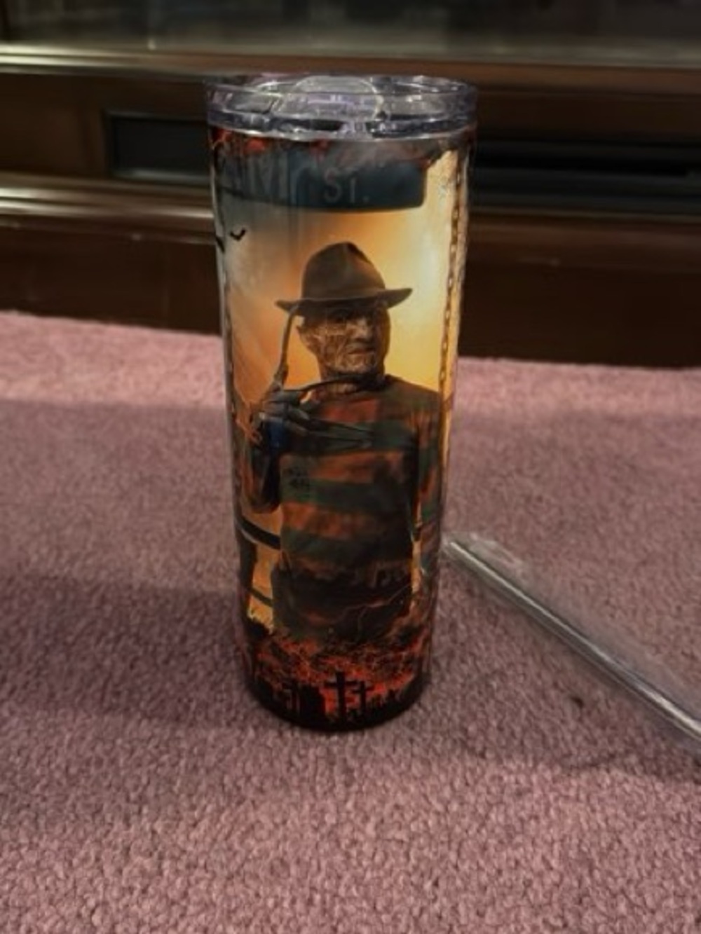Freddy Krueger Themed Orange and Black Stainless Steel Tumbler